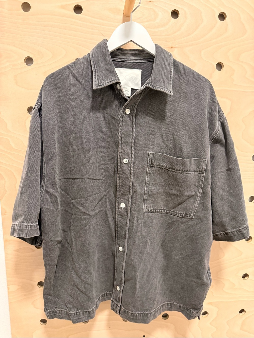COS Oversized Gray Denim Button-Up Shirt Large